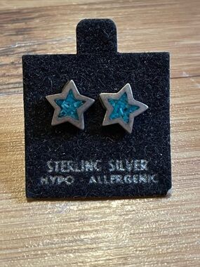 Vintage sterling silver turquoise star earrings